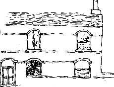 A sketch copied from architect plan of houses in Thomas Street in 1878